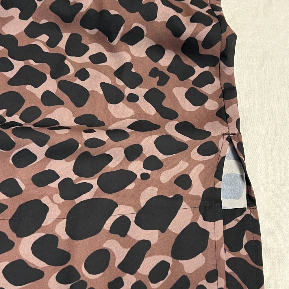 Black Label by Chico's Animal Print Tie Neck Midi Dress M Zrbra Cheetah Mixed - Picture 12 of 13